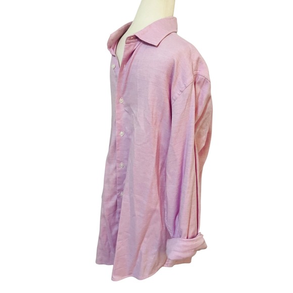 Massimo Dutti Mens Relaxed Long Sleeve Dress Shirt Light Pink Size Large - Picture 2 of 6